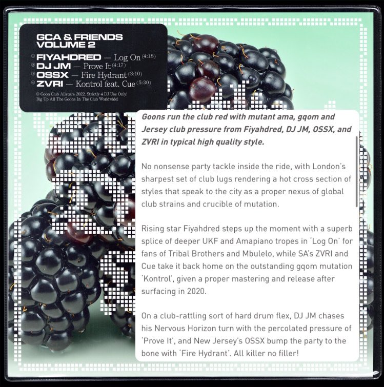 Nice write up on the @boomkatonline  for GCA& Friends VOL. 2

Get your copy on their website: boomkat.com/products/goon-…

Cc: @fiyahdred @equissss__ @LektorScopes @dj1elise @DJ_J_M @realzvri