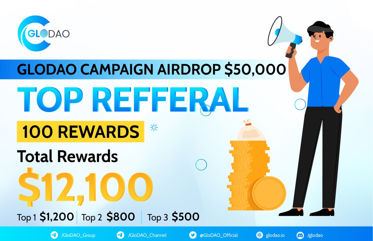 ♨️Airdrop Program - The opportunity to win prizes pool of up to $50,000!♨️

Read details here👉t.me/GloDAO_Channel…

#glodao #defi #dao #blockchain