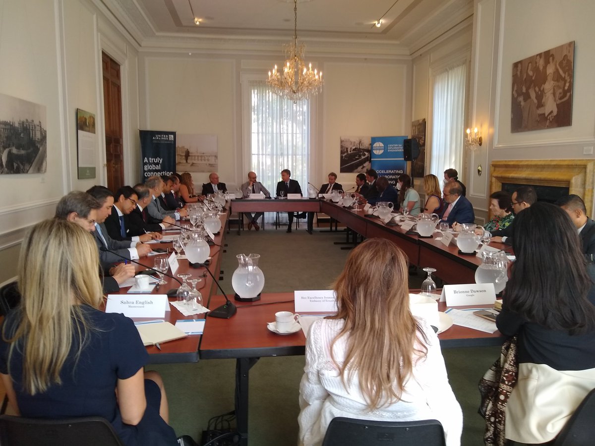 KatBoyceDC's tweet photo. A pleasure to welcome NSC's Senior Director for Western Hemisphere @Cartajuanero to @MeridianIntl this morning w regional ambassadors and private sector reps to talk about #SummitOfAmericas https://t.co/lETPOFlodK