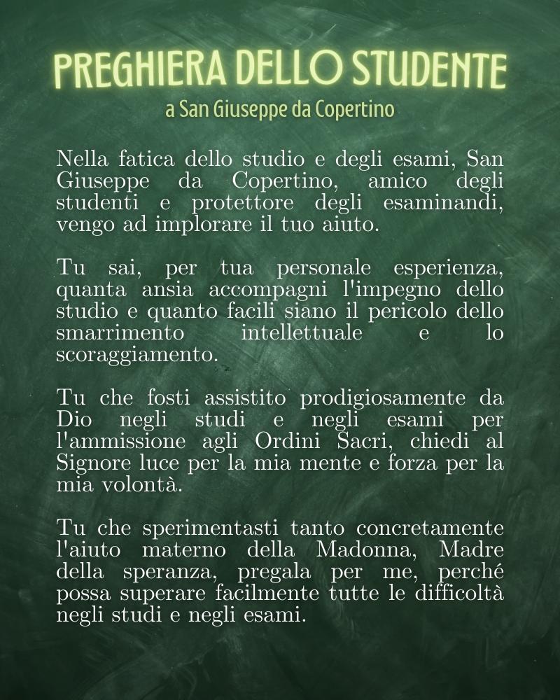 Una preghiera per gli studenti.
