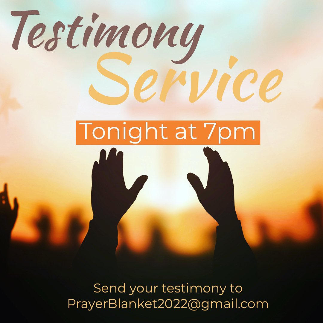 TOPintl's tweet photo. Join us online for our June Testimony Service! Tonight at 7pm. Come &amp; share your story of the goodness of God in your life! 
*
Send your testimony to PrayerBlanket2022@gmail.com
*
June 1st at 7pm
*
https://t.co/byduJ2AkFn 
*
#testify #shareyourstory #blessed #topic https://t.co/ihfV96rtiv