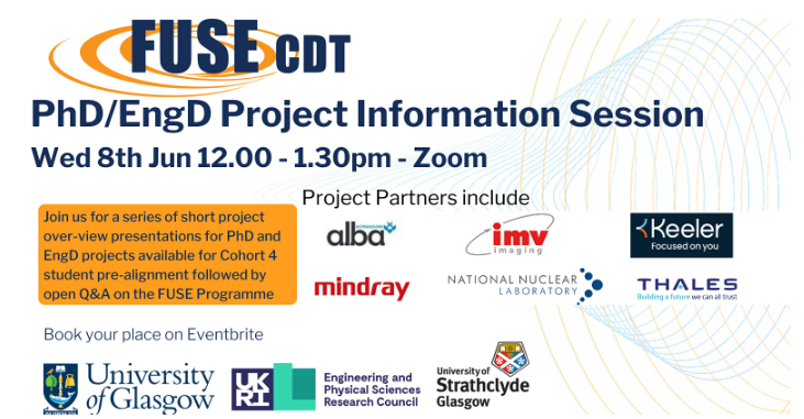 Hear from our academic &amp; industrial supervisors about <a href="/FUSECDT/">FUSE CDT: Future Ultrasonic Engineering</a> 's industrial collaborations for 2022 with Alba Ultrasound Limited, <a href="/KeelerLtd/">@keelerglobal</a>, <a href="/IMVimaging/">IMV imaging</a>, <a href="/MindrayGlobal/">Mindray</a>, <a href="/UKNNL/">United Kingdom National Nuclear Laboratory</a> &amp; <a href="/ThalesUK/">Thales UK</a>

Register to join our virtual info session on 8th June: eventbrite.ie/e/fuse-cdt-pro…