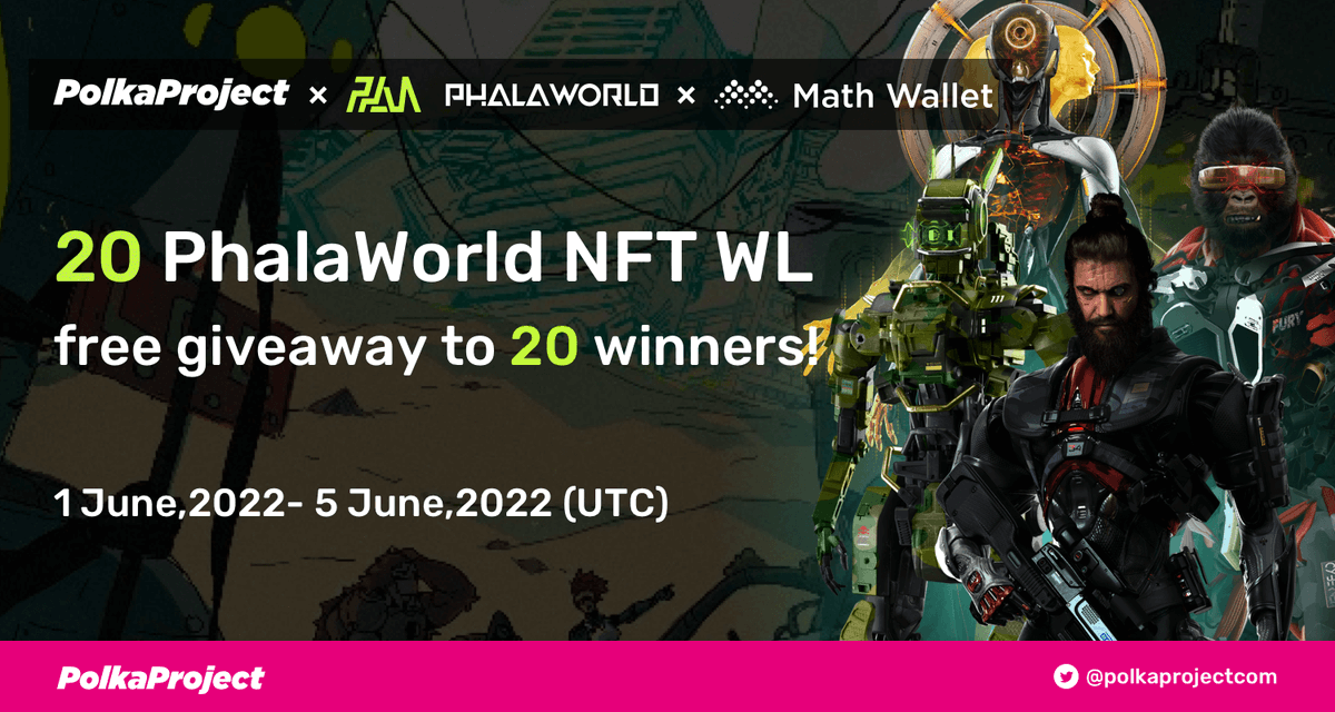 polkaprojectcom's tweet photo. We've partnered up with @PhalaWorld to giveaway 20 x Whitelist spots!

👉Follow @polkaprojectcom , @PhalaWorld and @MathWallet 

🥳RT &amp; Tag 3 Friends

📝Drop your khala adress:
Khala MathWallet User Guide
https://t.co/9hpr5SGP2Q

#Polkadot #phalaworld #NFTGame #Giveaway https://t.co/ScU7km2aJx