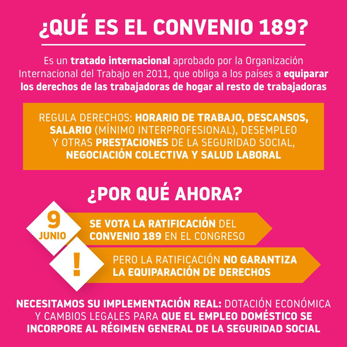 El 9 de junio se votará la ratificación del Convenio 189. Y es tan urgente como la regularización extraordinaria de personas migrantes que reclamamos. #ilpregularizacion