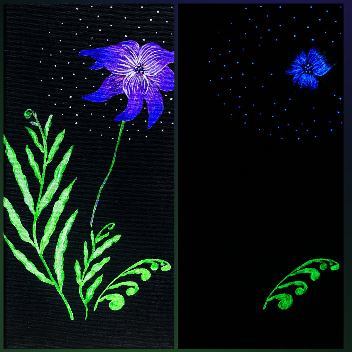 Акриловая картина в подарок. Светится в темноте. #artwork #painting #Flowers #Shine #ideaforgift #giftideas