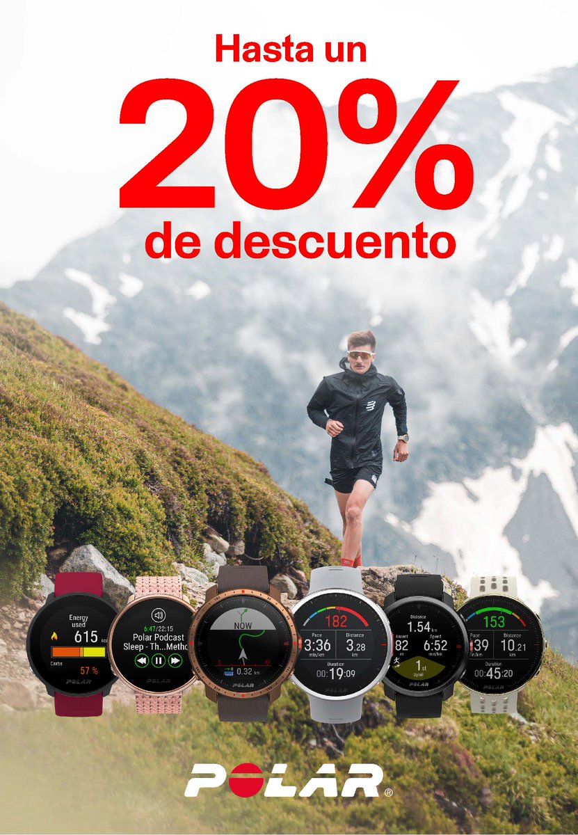 ¡NUEVA CAMPAÑA POLAR SELL OUT!
Aprovecha el descuento de hasta el 20% en productos Polar y disfruta al máximo del deporte outdoor. Una amplia selección con los mejores productos de la marca pionera en tecnología aplicada al deporte. 
Infórmate en: <a href="/solucionesdepor/">SOLUCIONESDEPORTIVAS</a>  
<a href="/polarspain/">Polar Spain</a>