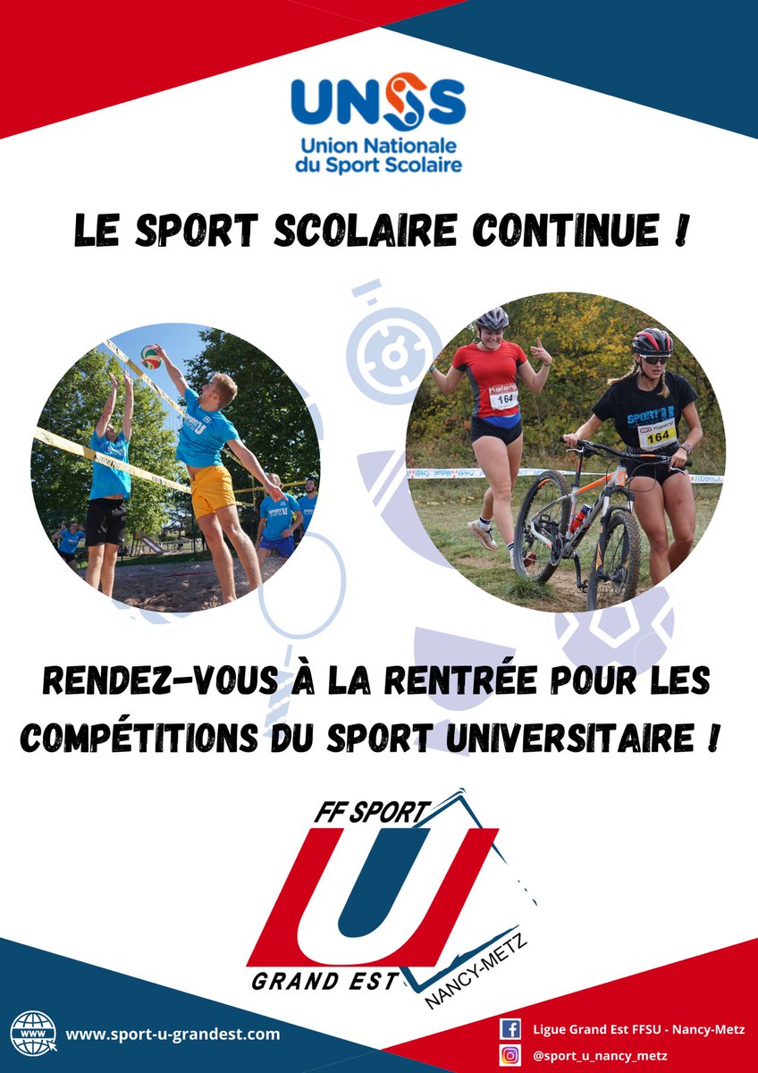 Olivier_Mor1's tweet photo. A tous les élèves de Terminale, il y a une vie après l’@unssncymtz ! Venez rejoindre  le @SportUNancyMetz dès la rentrée prochaine pour vivre de nouvelles émotions sportives ! La @FFSportU c’est comme l’@unss mais pour les étudiants ! Toutes les infos sur nos réseaux 👇👇👇 https://t.co/J5X7rHsbQx