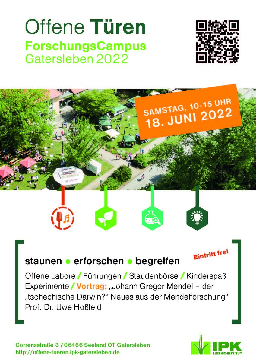 AndreasGraner's tweet photo. Save the date:  Tag der offenen Tür  im IPK in Gatersleben @LeibnizIPK https://t.co/8IL2bkbOpJ