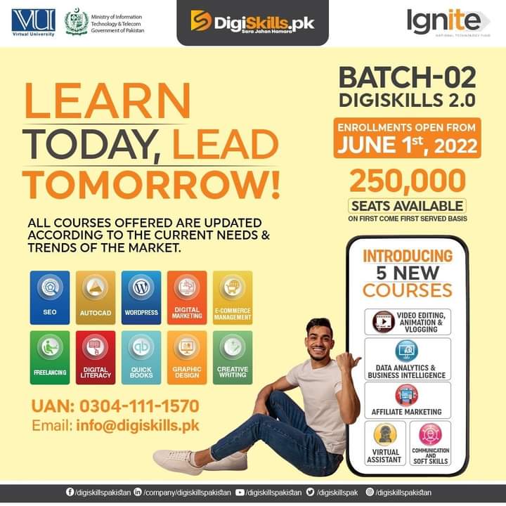 WijeshK's tweet photo. Enrollments in FIVE new advanced courses and TEN existing courses are starting from 1st June 2022.
Register today by visiting: https://t.co/ImNq4cGM0e
you can call us at 0304-111-1570 or email us at info@digiskills.pk.
@CodeWithWijesh @iamalijoyo @akhtarb1 @PHJK_Team https://t.co/4PXU7dSzO8