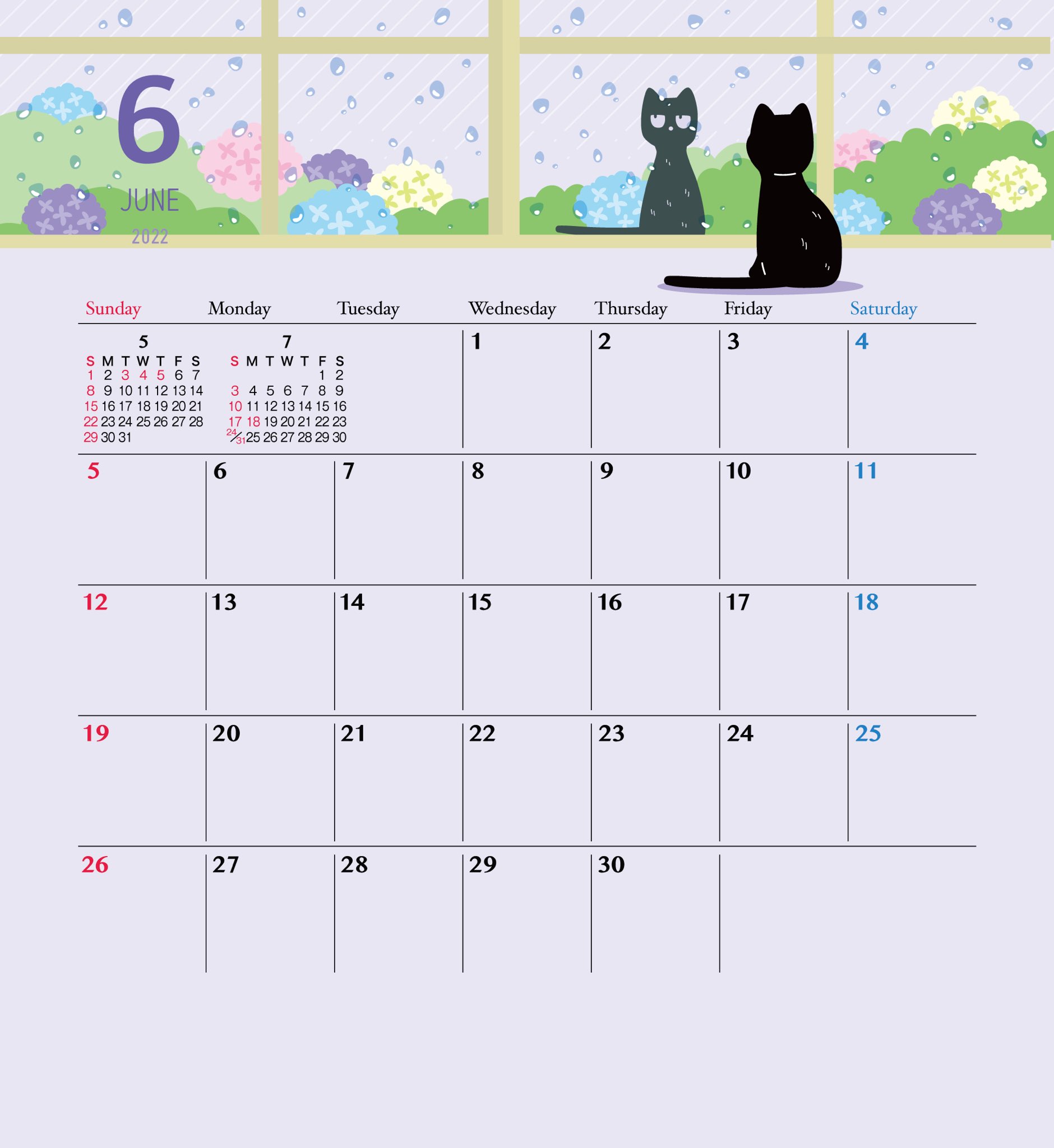 北沢直樹 Naoki Kitazawa 6月 かわいい梅雨の絵が描けました June 6月 猫 Cat Cal カレンダー T Co Kudtxilmix Twitter