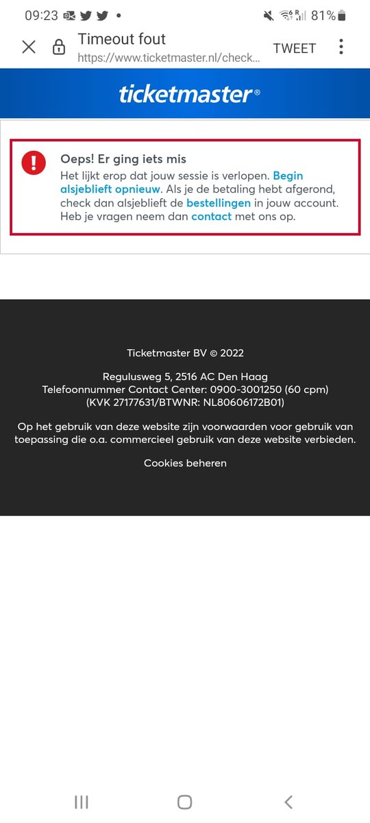 greweldinger's tweet photo. Zo jammer dit @Ticketmaster_NL https://t.co/yRQDKCRL2E
