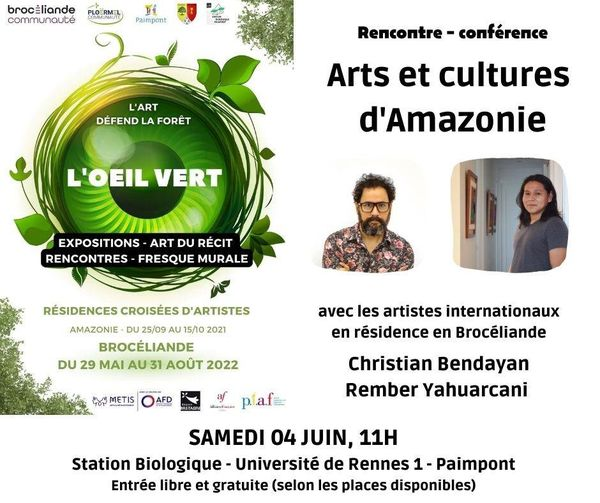 Dans le cadre de la venue des artistes péruviens en Brocéliande, venez assister à la conférence-débat ce samedi 04 juin à la Station !
Entrée libre et gratuite.
Contact : regis.supper@univ-rennes1.fr
#brocéliande