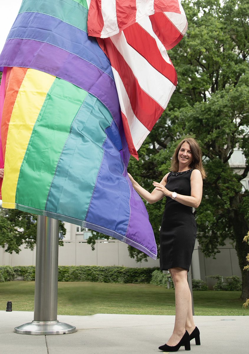 Excited to kick off #Pride2022 by raising the 🏳️‍🌈 <a href="/usmissiongeneva/">U.S. Mission Geneva</a>. We are committed to advancing the freedom, dignity, &amp; equality of all, including LGBTQI+ persons, each &amp; every day. Everyone deserves to live safely &amp; freely, empowered to meet their full potential.