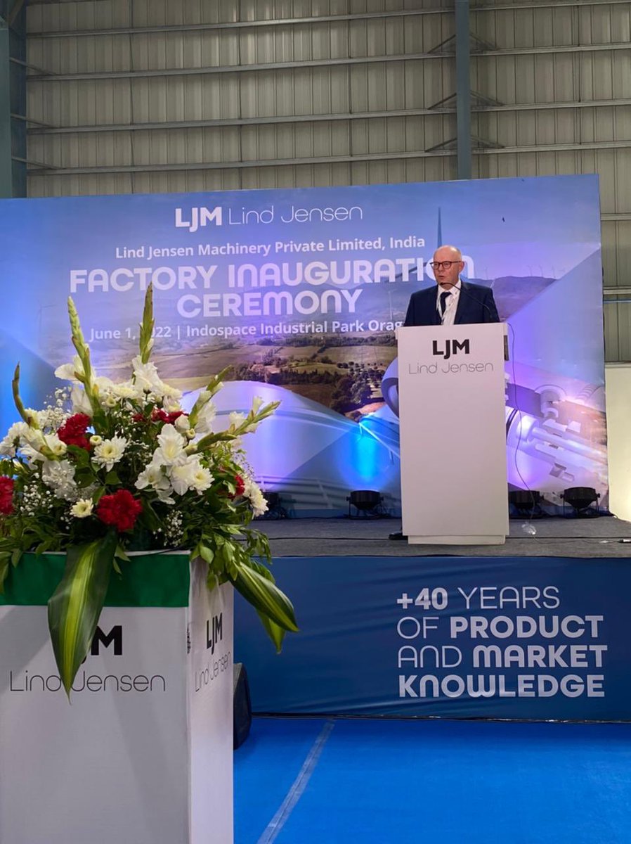 The global supply chain for wind in the making. India the prime hub. Welcome to Lind Jensen Machinery Ltd India. Great good and green moment - the factory inauguration Ceremony <a href="/DenmarkinIndia/">Rasmus Abildgaard Kristensen</a> @thetradecouncil <a href="/DanskIndustri/">DI - Dansk Industri</a> <a href="/Guidance_TN/">Guidance Tamil Nadu</a> <a href="/CMOTamilnadu/">CMOTamilNadu</a>  <a href="/mnreindia/">Ministry of New and Renewable Energy (MNRE)</a> <a href="/PMOIndia/">PMO India</a>