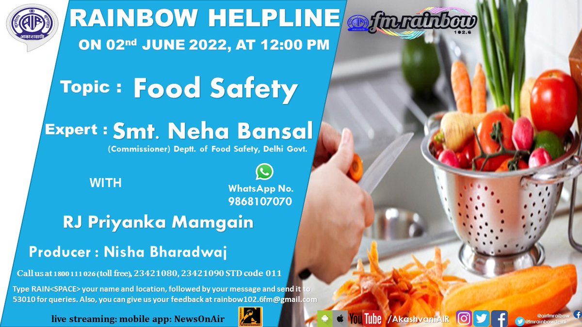 foodsafetydelhi's tweet photo. Tune in tomorrow to know about food safety. https://t.co/RmNly7t82s