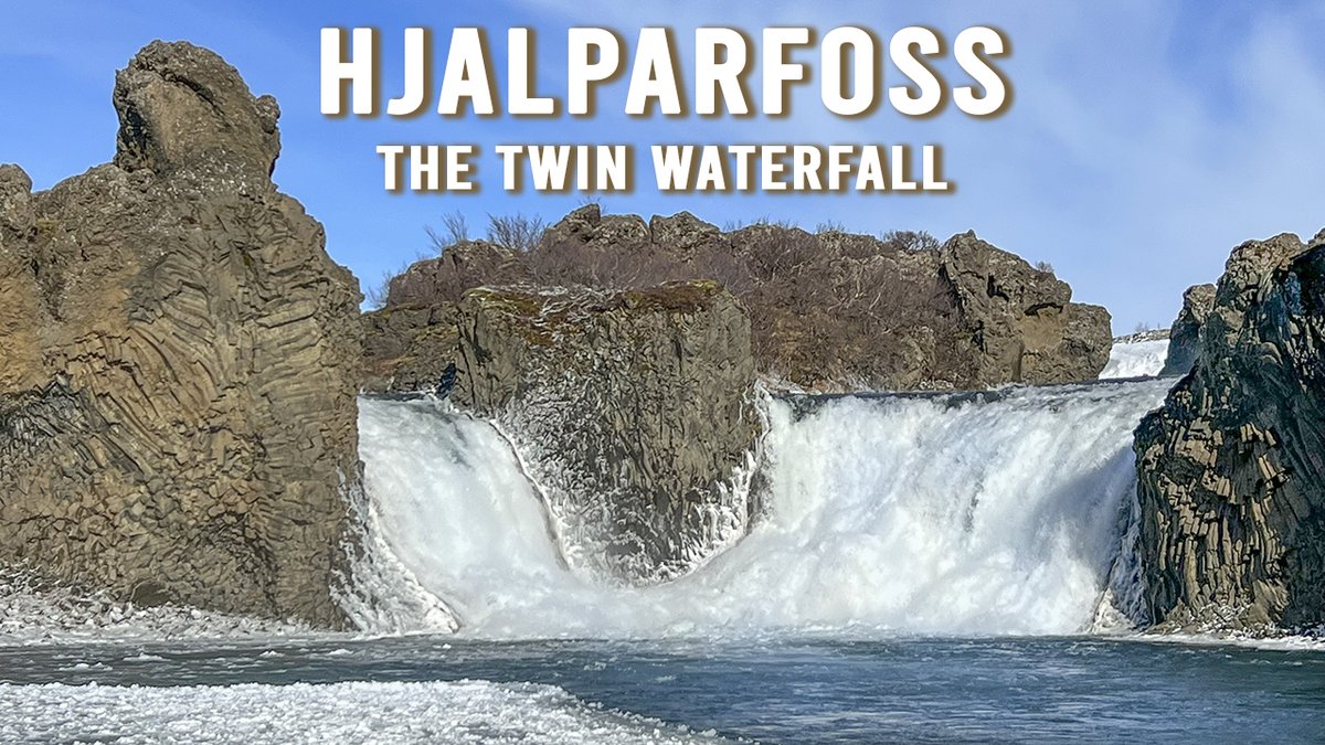 Dit is de fraaie Hjálparfoss, een dubbele waterval in IJsland. Ik maakte er deze video:  bit.ly/3x57pom