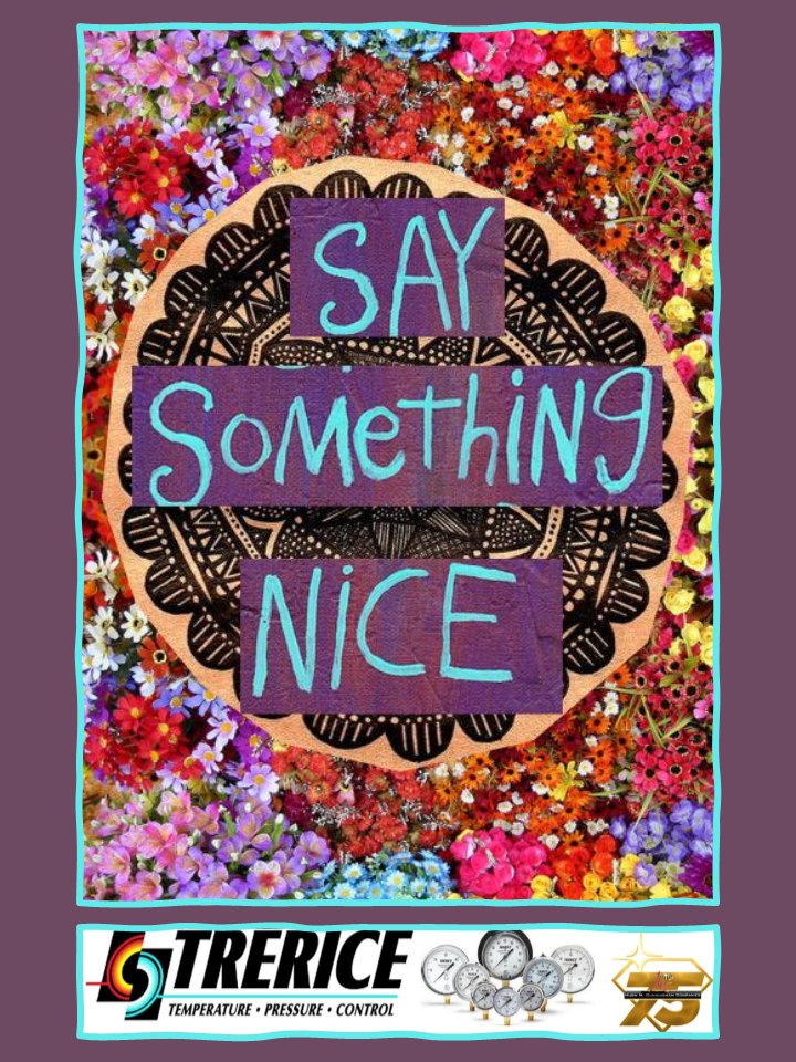 Today is SAY SOMETHING NICE DAY...because one kind word can change someone's day!!