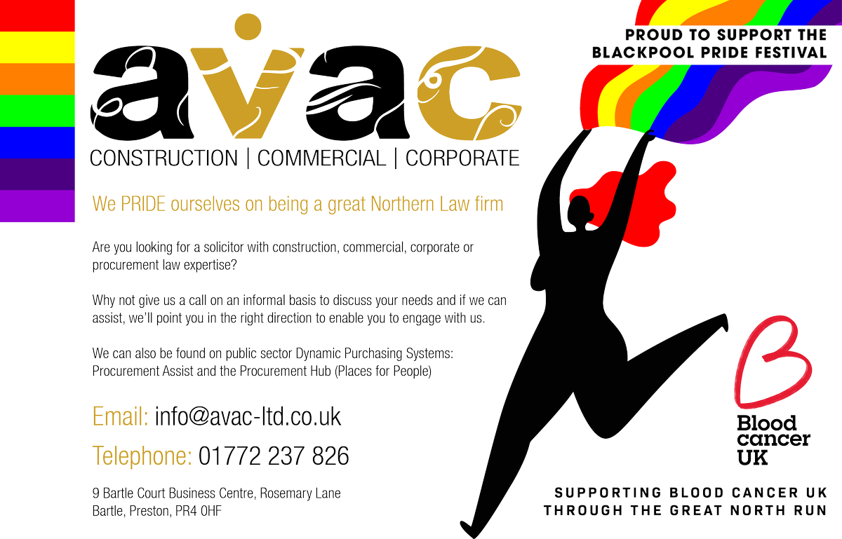 AVAC_ltd's tweet photo. Today marks the start of #PrideMonth and we are proud to support @Pride_BPL_2022 π³οΈβπ
Are you able to support our fundraising for @BloodCancer_UK - https://t.co/bOyE7pkQSv. Any donations are hugely appreciated. β€οΈπ©Έ
#PrideBlackpool2022 #HappyPrideMonth #LGBTQ #AVACSolicitors https://t.co/zIKwZV2hHC