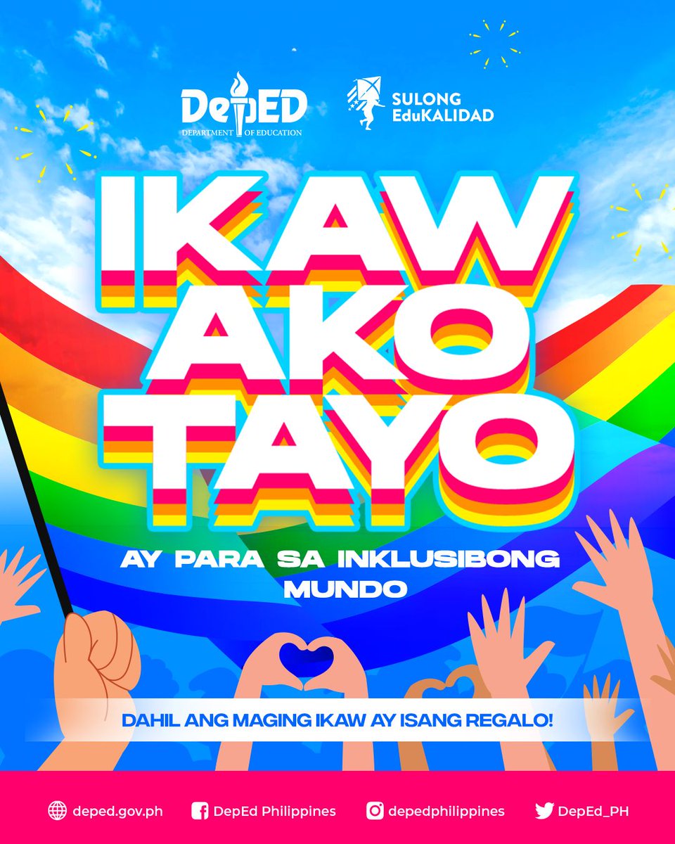 DepEd_PH's tweet photo. LAHAT TAYO AY KAISA PARA SA INKLUSIBONG MUNDO! 🏳️‍🌈

Kaisa ang Kagawaran ng Edukasyon sa selebrasyon ng Pride Month ngayong Hunyo! https://t.co/aIAMDnkd4q