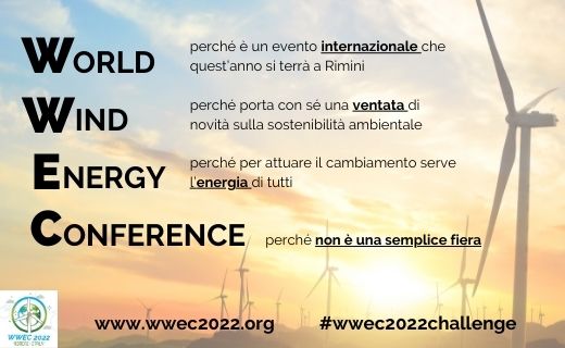 Ecco cos’è WWEC!
Scarica qui il programma completo  wwec2022.org/program/
Registrati alla conferenza form.adriacongrex.online/registration-f…
𝐖𝐖𝐄𝐂𝟐𝟎𝟐𝟐, 𝐏𝐚𝐥𝐚𝐜𝐨𝐧𝐠𝐫𝐞𝐬𝐬𝐢 𝐝𝐢 𝐑𝐢𝐦𝐢𝐧𝐢 𝟐𝟖-𝟑𝟎 𝐆𝐢𝐮𝐠𝐧𝐨
#WWEC2022challenge #saveourworld #anev #eolico #energierinnovabili