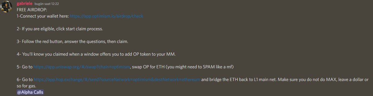 Free OP claim. Easy way. Thank you <a href="/GabrieleNFTs/">Gabriele</a> 

Links:
app.optimism.io/airdrop/check
app.uniswap.org/#/swap?chain=o…
app.hop.exchange/#/send?sourceN…

<a href="/garyvee/">Gary Vaynerchuk</a> <a href="/ohhshinny/">OhhShinny</a> <a href="/cryptobaristas/">Crypto Baristas</a> <a href="/j1mmyeth/">j</a> <a href="/RealmissNFT/">RealMissNFT</a> <a href="/DeezeFi/">DeeZe</a> <a href="/farokh/">Farokh (Perma/Bull)</a> <a href="/rac/">RAC</a>

#AirdropCrypto #NFTs #NFTCommunity #NFTGiveaway #nftcollector