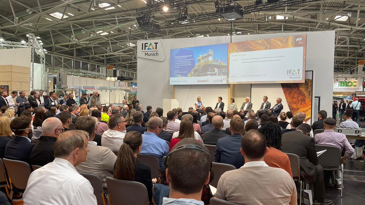'#Chemical #recycling will become an important part of the #recycling industry': Our #IFAT2022 panel 'The future of #circulareconomy: chemical recycling as a building block' attracted huge interest. Thanks to our discussants at #IFAT Forum #Waste/#SecondaryRawMaterials!