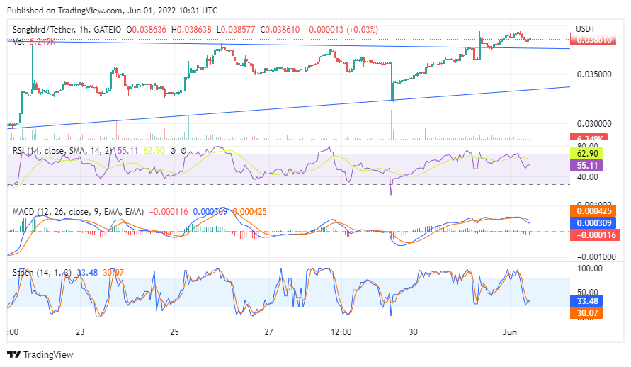 $SGB managed to break out and then bounce off the previous resistance. It would be good to see it retest this new support level and for the RSI to move back into oversold territory before continuing.  #sgb #songbird