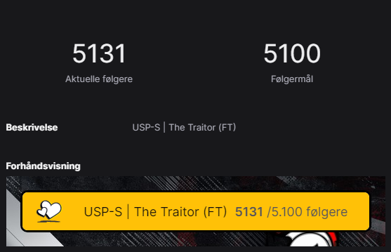USP-S | The Traitor (FT) Giveaway!

Tusind tak for støtten på streamen, jeg sætter stor pris på alle der ser med på min kanal og alle dem som støtter til ligakampene ❤️

📋Deltag
✅Like + Retweet
✅Følg mig

Vinderen trækkes på mandag d. 06/06🏆

Jeg er live, link ⬇️