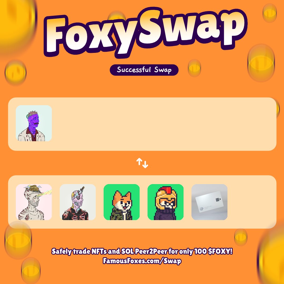 New swap completed! <a href="/FamousFoxFed/">Famous Fox Federation 🦊🟠</a> #FamousFoxes
Use FoxySwap for secure P2P swaps.