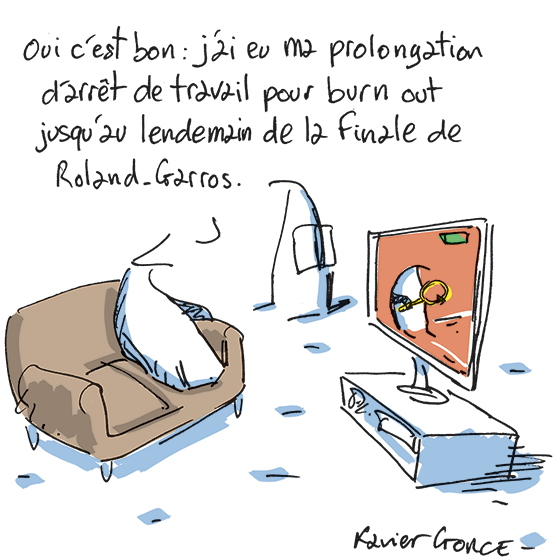 XavierGorce's tweet photo. Burn out sur court
In newsletter Le Point (@lepoint) du 01-06-2022

https://t.co/YhRA835rGs https://t.co/NYZcFR5osD