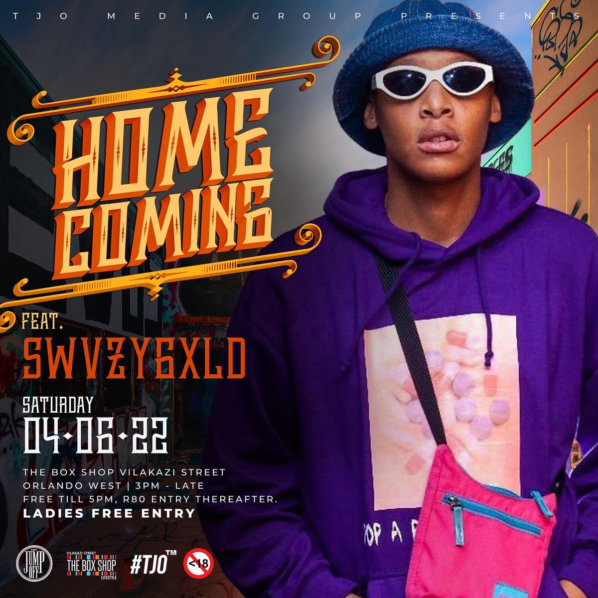 THIS SATURDAY at <a href="/theboxshopl/">The Box Shop Digital Hub</a> 
The Jump Off presents #HomeComing22
Gates open at 3pm - Late | R80 entry after 5pm
LADIES FREE ENTRY ALL DAY ALL NIGHT
#TjoTheJourneyContinues 

<a href="/RichiieK/">Richiie K</a> <a href="/kayben_official/">St. Diablo</a> <a href="/VanSkosana/">💜 Date Mike, Nice To Meet Me</a>