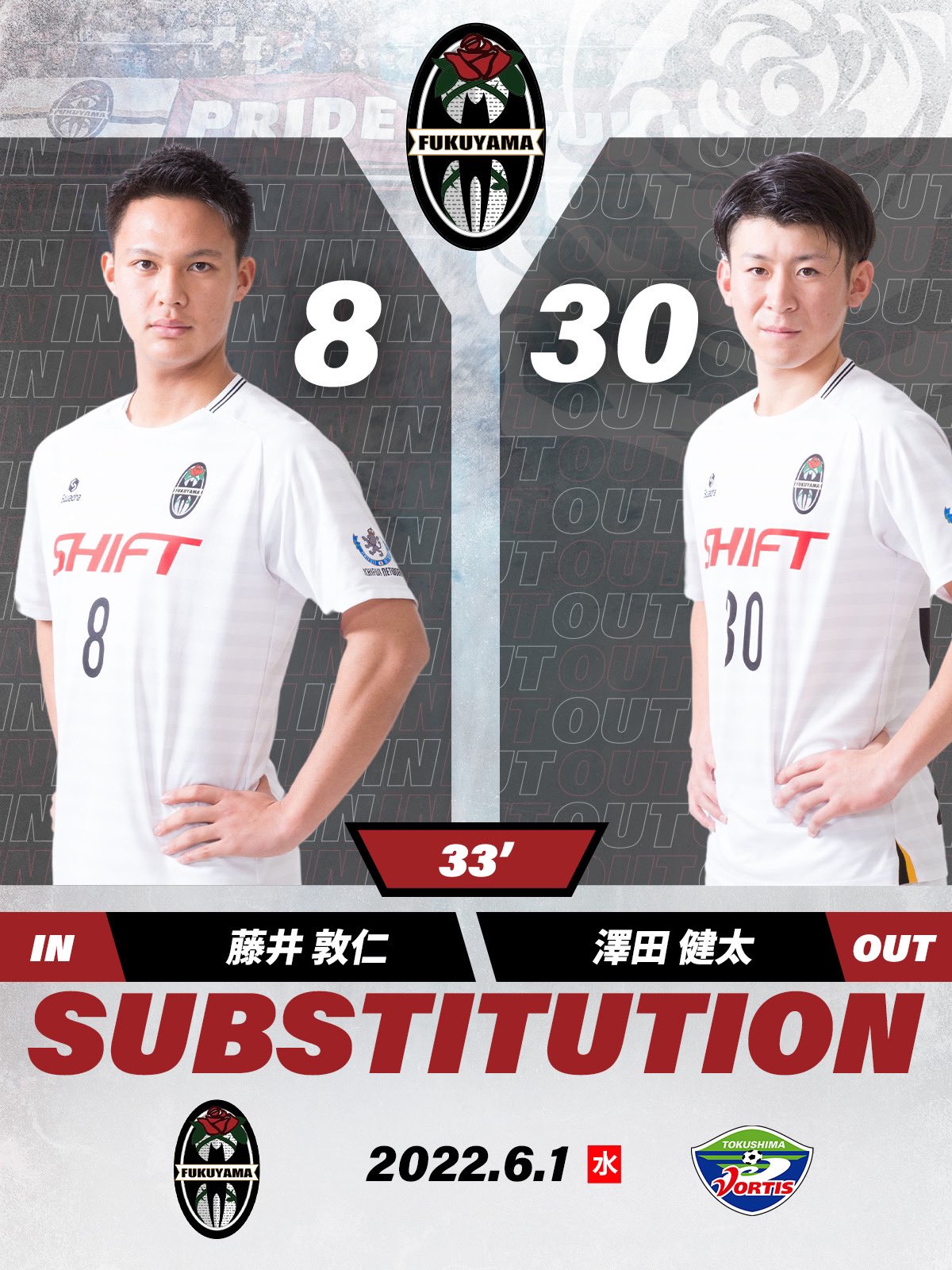 福山シティfc Fukuyama City Fc 公式 天皇杯jfa第102回全日本サッカー選手権大会 2回戦 選手 交代 33分 In 藤井敦仁 Out 澤田健太 福山シティfc 0 1 徳島ヴォルティス T Co Zwu2547mjn Twitter