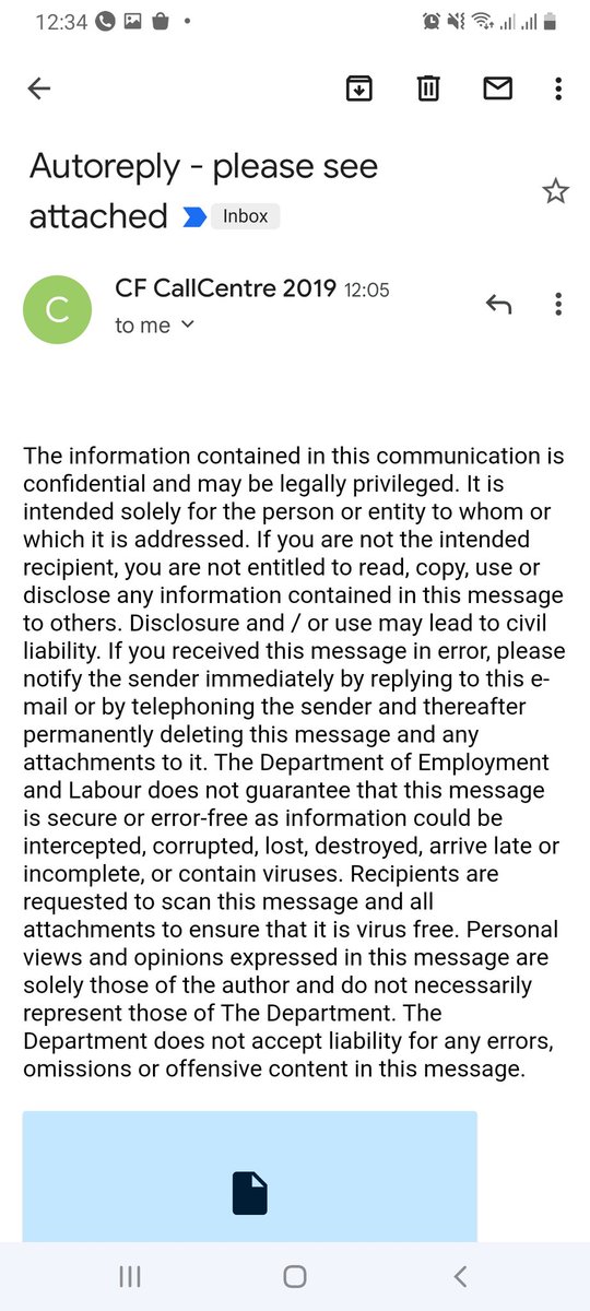 TipLowGee's tweet photo. @deptoflabour @UIFBenefits @GautengDED The response i get evertime I email Cfcallcentre@labour.gov.za 
Never assisted with anything, I sent all my paper work to them and everytime,this is their response. It's been 2years @deptoflabour  @GautengDED https://t.co/rOGqJrGOKN