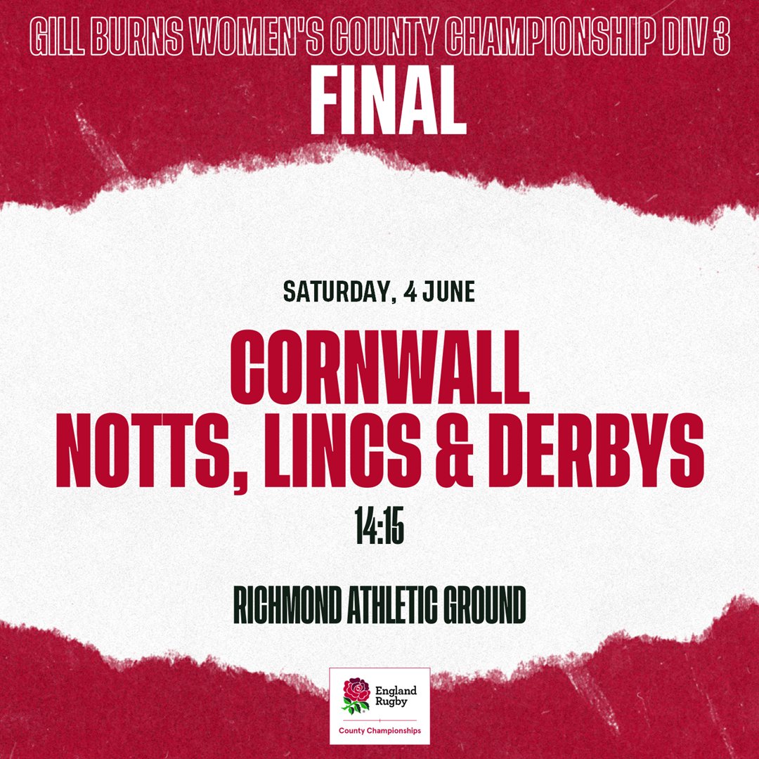 🏆It's County Championship Finals day this Saturday!

🎫Entry to all games is FREE

💻👀All the games will also be livestreamed via the <a href="/EnglandRugby/">England Rugby</a> YouTube channel

We can't wait to watch these amazing teams in the division finals of the Gill Burns Women's County Championship⬇️