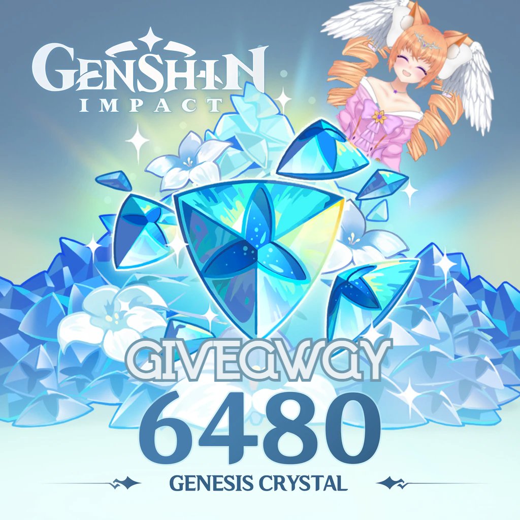💐 6480 Genesis Crystal Giveaway! 💐

As promised from my subathon~ 💕

🌸 Rules 🌸
- Like!
- Retweet!
- No Quote Retweets!
- Follow me (@Sylatria)!

✨ One Winner! ✨
💫 Ends on June 9th (in one week)! 💫
💝 Gifted via Top-Up! 💝

#GenshinGiveaway #GenshinImpact #genshintwt
