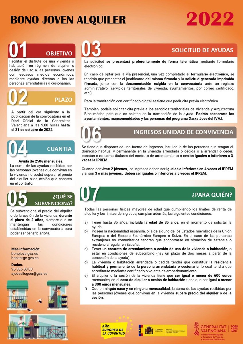 🙎‍♀️𝔹𝕆ℕ𝕆 𝔸𝕃ℚ𝕌𝕀𝕃𝔼ℝ 𝕁𝕆𝕍𝔼ℕ 𝟚𝟘𝟚𝟚

Enlace para información y solicitud 👉habitatge.gva.es/es/web/viviend…

#poyparatorrevieja #bonojoven #alquiler #2022 #ayudas #Sociales