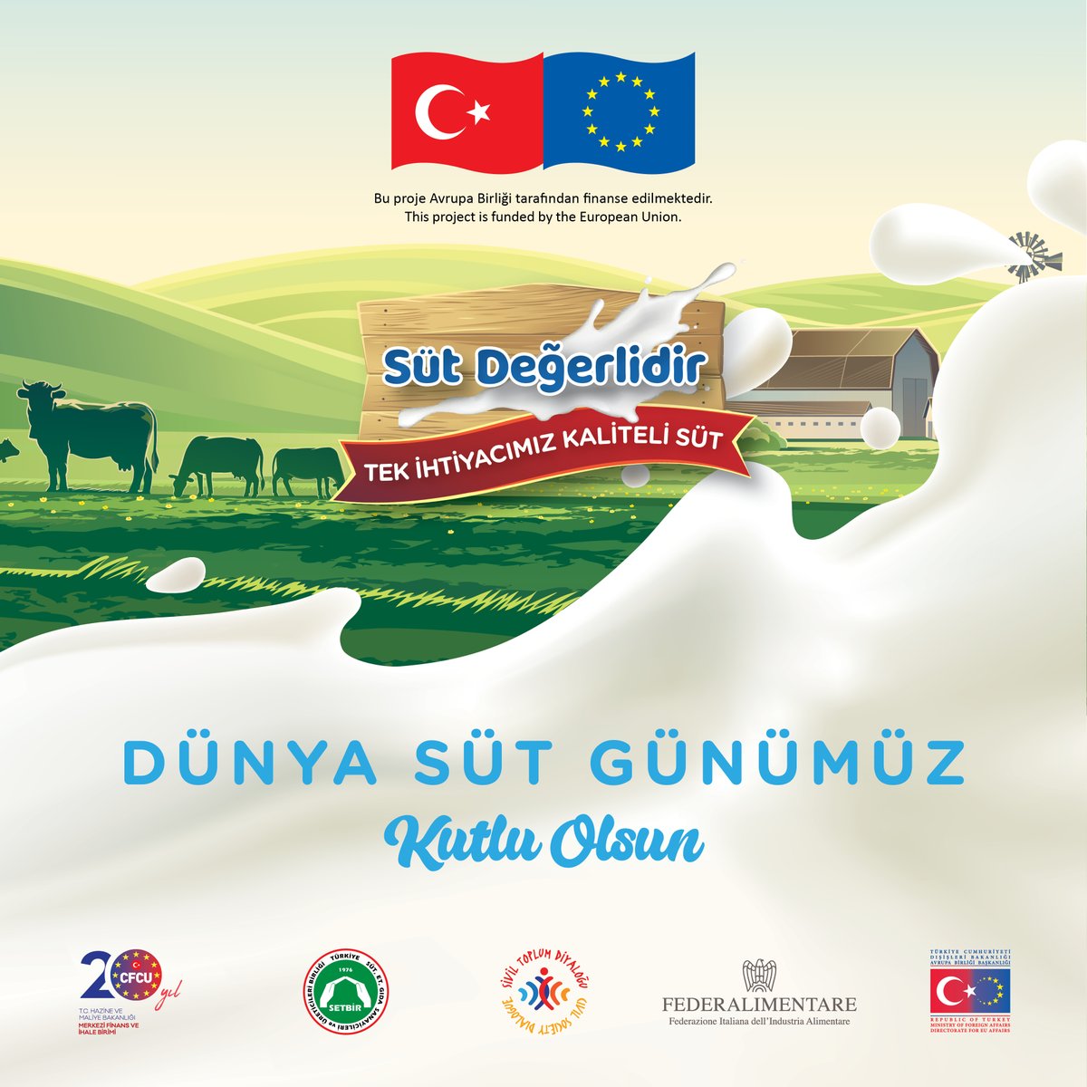 “1 Haziran Dünya Süt Günü” kutlu olsun!
Yönetim Kurulu Başkanımız İsa Coşkun’un 1 Haziran Dünya Süt Günü mesajına aşağıdaki linkten ulaşılabilmektedir.  setbir.org.tr/haber/164/setb…