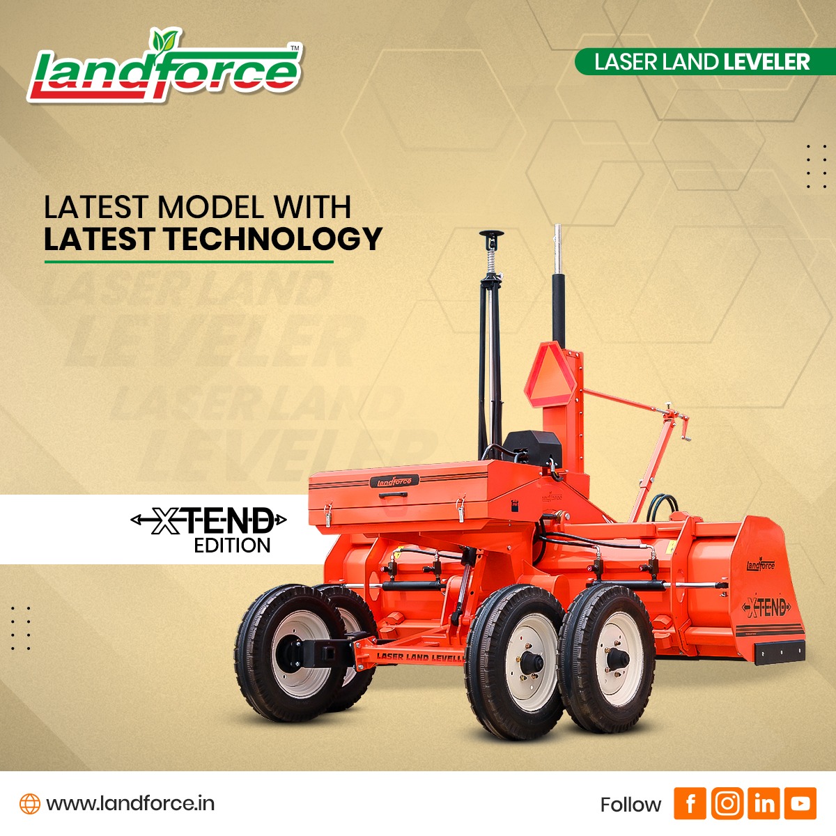 Landforce6's tweet image. #LATEST_TECHNOLOGY
.
Our new laser land leveler is powerful and upgraded with the latest machinery and technology to upgrade your farming experience. It extends up to 7ft to 9 ft. and consumes less fuel and water.
.
Click this link: buff.ly/2SaJLVO
.
#Landforce