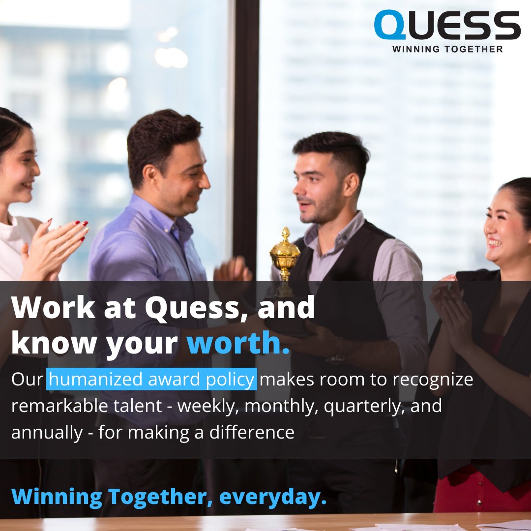 QuessITStaffing's tweet photo. At Quess, we believe in acknowledging the talent and hard work our employees put in.

Our Humanized Recognition Program is one of the many facets of our #WinningCulture at Quess!

#winningculture #quesscorp #wellnessprogram #goodhealth https://t.co/vXEdRdSJP2