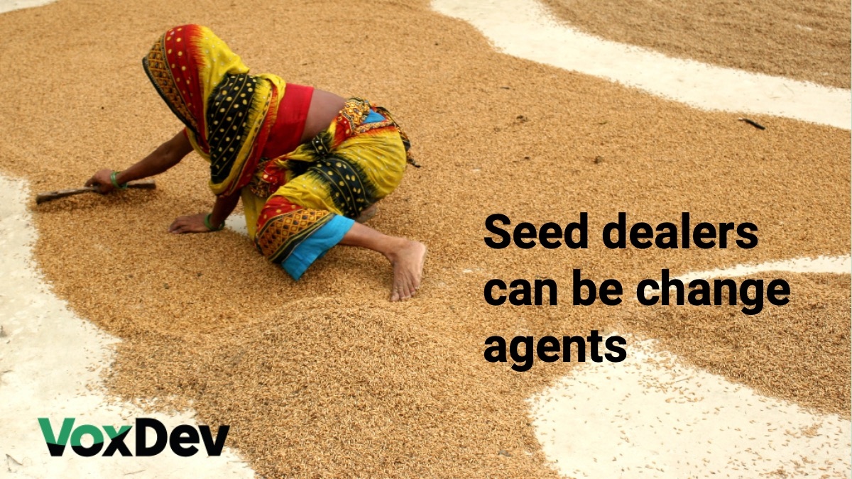timsvengali's tweet photo. ⭐ VoxDev Talks: NEW EPISODE Today ⭐

How do we encourage small farmers to adopt new types of seeds in LICs? @KyleEmerick5 @TuftsUniversity tells @timsvengali that local seed dealers are an under-used resource.

Listen &amp; subscribe: https://t.co/52wZIElR2O https://t.co/VzF0P6IEyw