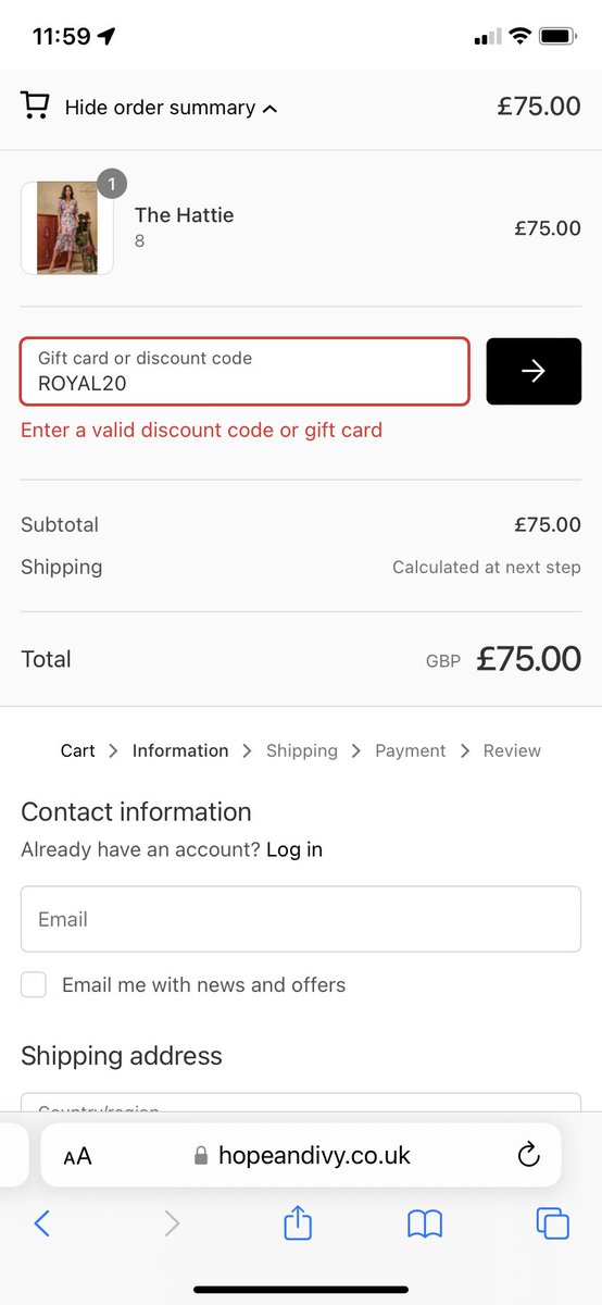 _CiaraMarie's tweet photo. @Hopeandivy hi there, is the discount code ROYAL20 not valid on everything? x https://t.co/NYpnHl3Exl