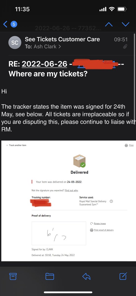 .<a href="/glastonbury/">Glastonbury Festival</a> @emilyeavis - Please help!! THIS NOT MY SIGNATURE, I STILL DON’T HAVE MY TICKET and this is response I get from <a href="/seetickets/">See Tickets</a> customer care! Trust me <a href="/RoyalMail/">Royal Mail</a> are getting an earful as well. I’ve waited over 2 years for this!!Can someone actually help me!?