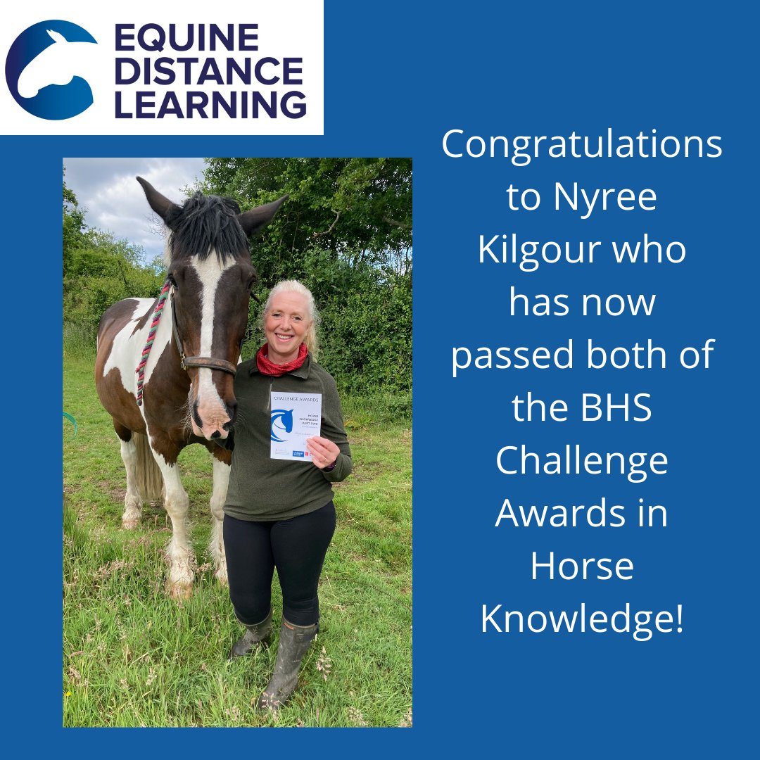 equinedl's tweet photo. Another successful @BritishHorse Challenge Award student! Nyree has passed both awards in Horse Knowledge and is now working on Horse Health! So proud of our students furthering their equine knowledge and caring so much for their horse's welfare! #equine #horses #horsecourse https://t.co/UMZVvQY4Ua