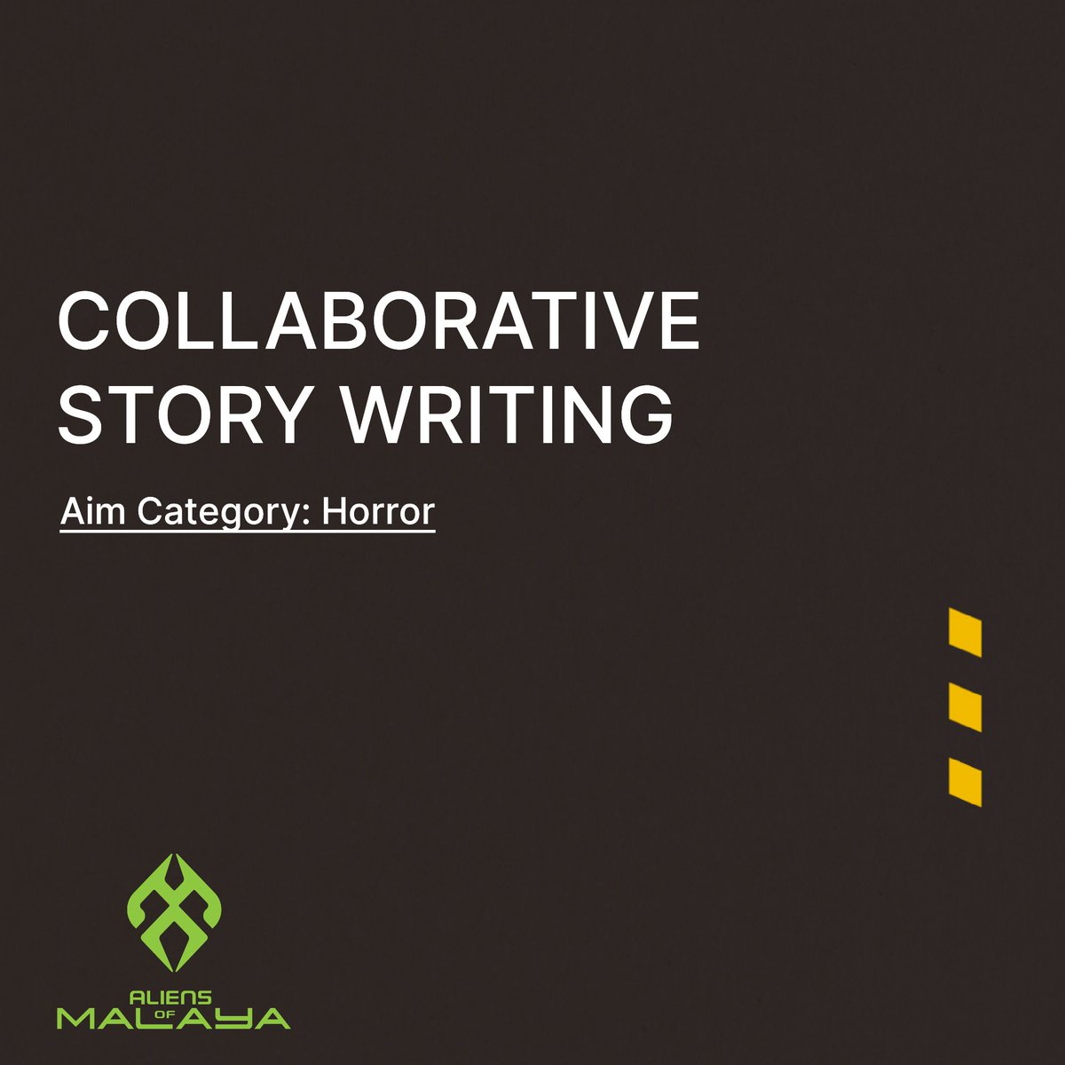AliensOfMalaya_'s tweet photo. GAME TRY NATIN: COLLABORATIVE STORY WRITING
* Aim Category: Horror
* NO RULES!
* Plot twists are encouraged

#AliensOfMalaya #NFT #NFTs $AOM

-----

Got AOM customer service questions? Message: +639991786639 https://t.co/wRVGSkRKpb