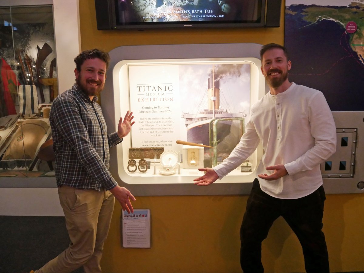 During our exclusive preview of the #Titanic exhibition, you will have a unique opportunity to speak to its creator Tom (on the right) who will take you on a guided tour. Don't miss this special evening, buy your tickets and support your local charity now! bit.ly/ArtTick