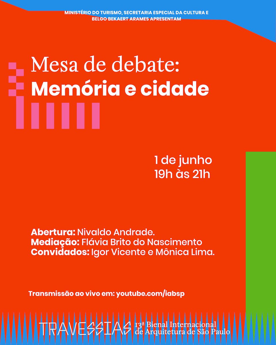 iabsp's tweet photo. Vão começar os debates! Hoje, 19h!
Transmissão online com tradução em libras e inglês
Inscrição https://t.co/Ll3H0Cef5f
Esperamos vocês!!
Programação completa no site https://t.co/1truo513Ja
Toda a programação da Bienal é gratuita!
#TravessiasBienalSP #13BIA #iabsp https://t.co/ZMdyRNOWbk