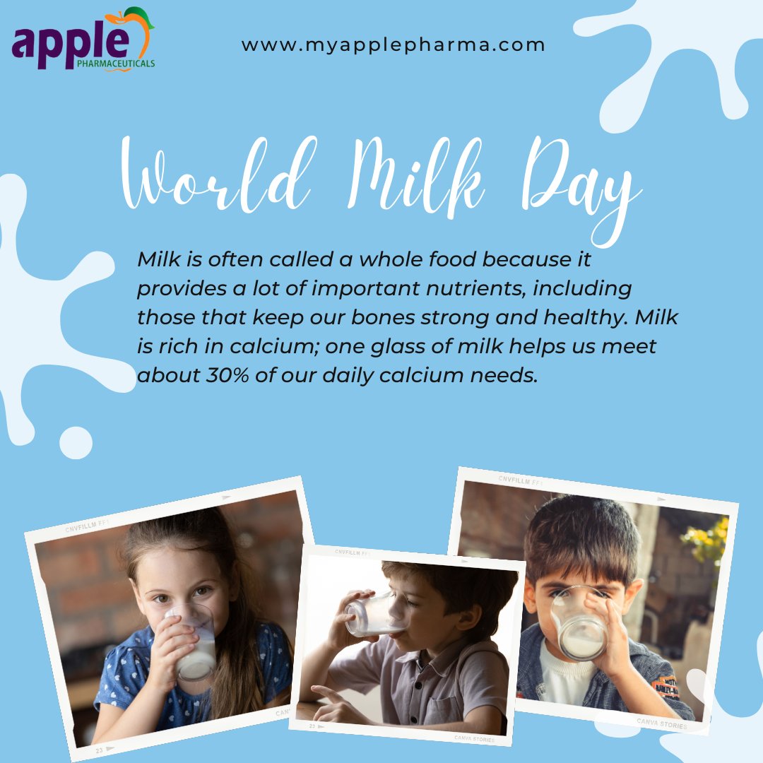myapplepharma's tweet photo. World Milk Day 🍼 🐄 

.
.
.
#applepharmaceuticals #worldmilkday #milk #milkday #dairy #dairyfarming #enjoydairy #cowmilk #food #dairyfree #dairycows #foodie #milkforkids #cheese #cows #cowmilk #goatmilk #calciumdeficiency #milkproducts #milkprotein #milkstrengthensyourbones https://t.co/dCBmMADHSp