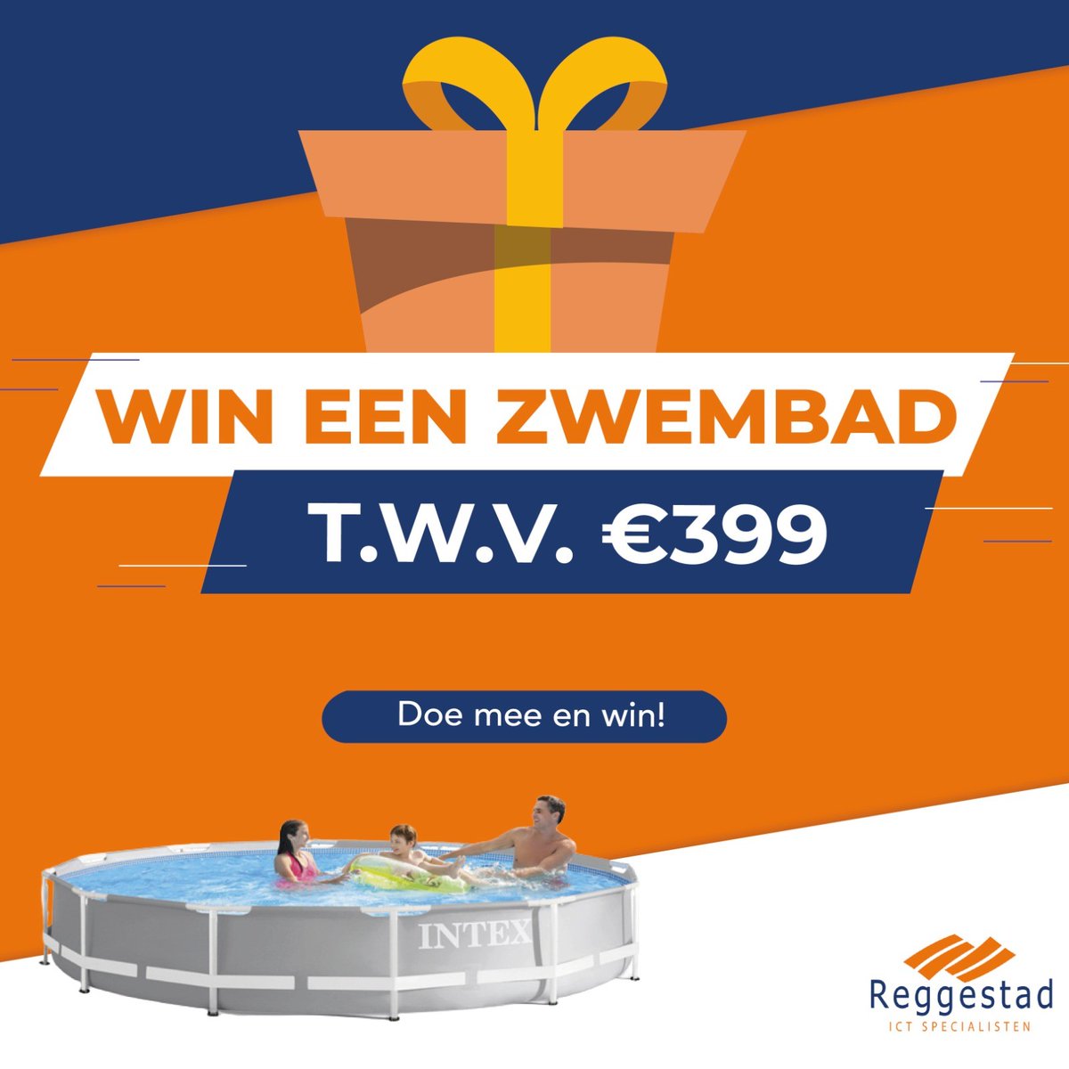 reggestad's tweet photo. 𝗪𝗜𝗝 𝗩𝗘𝗥𝗟𝗢𝗧𝗘𝗡 𝟰𝗫 𝗘𝗘𝗡 𝗫𝗟 𝗭𝗪𝗘𝗠𝗕𝗔𝗗 𝗧.𝗪.𝗩. €𝟯𝟵𝟵! 
Plons probleemloos de zomer in! Wij ontzorgen je graag op #ICT-gebied, zodat jij je hoofd koel kan houden in een van onze mega zwembaden.

𝗠𝗲𝗲𝗿 𝘄𝗲𝘁𝗲𝗻? 𝗚𝗮 𝗻𝗮𝗮𝗿 https://t.co/Zw4qoKMdJg https://t.co/wn0635vvfS
