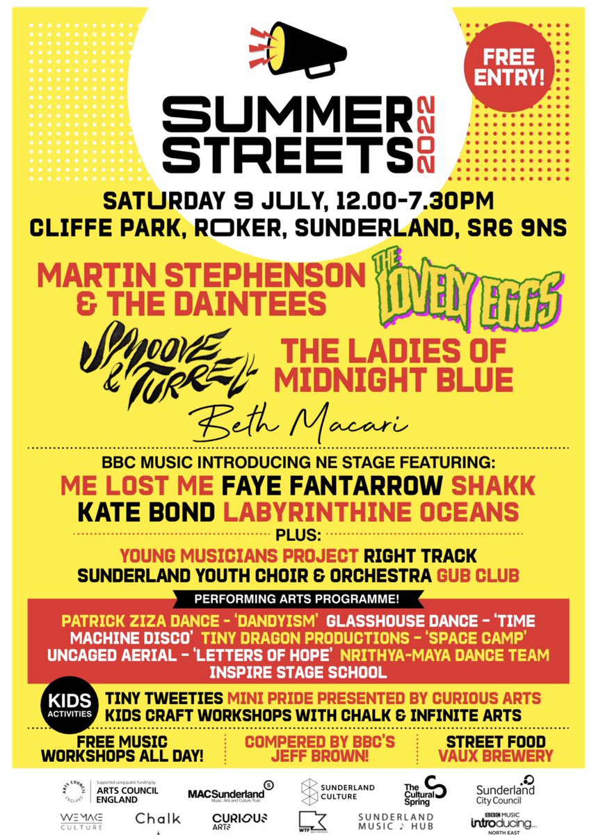 Summer Streets Festival returns to Cliffe Park, Sunderland on Saturday 9th July! Free entry! <a href="/summerstreets_/">Summer Streets</a>