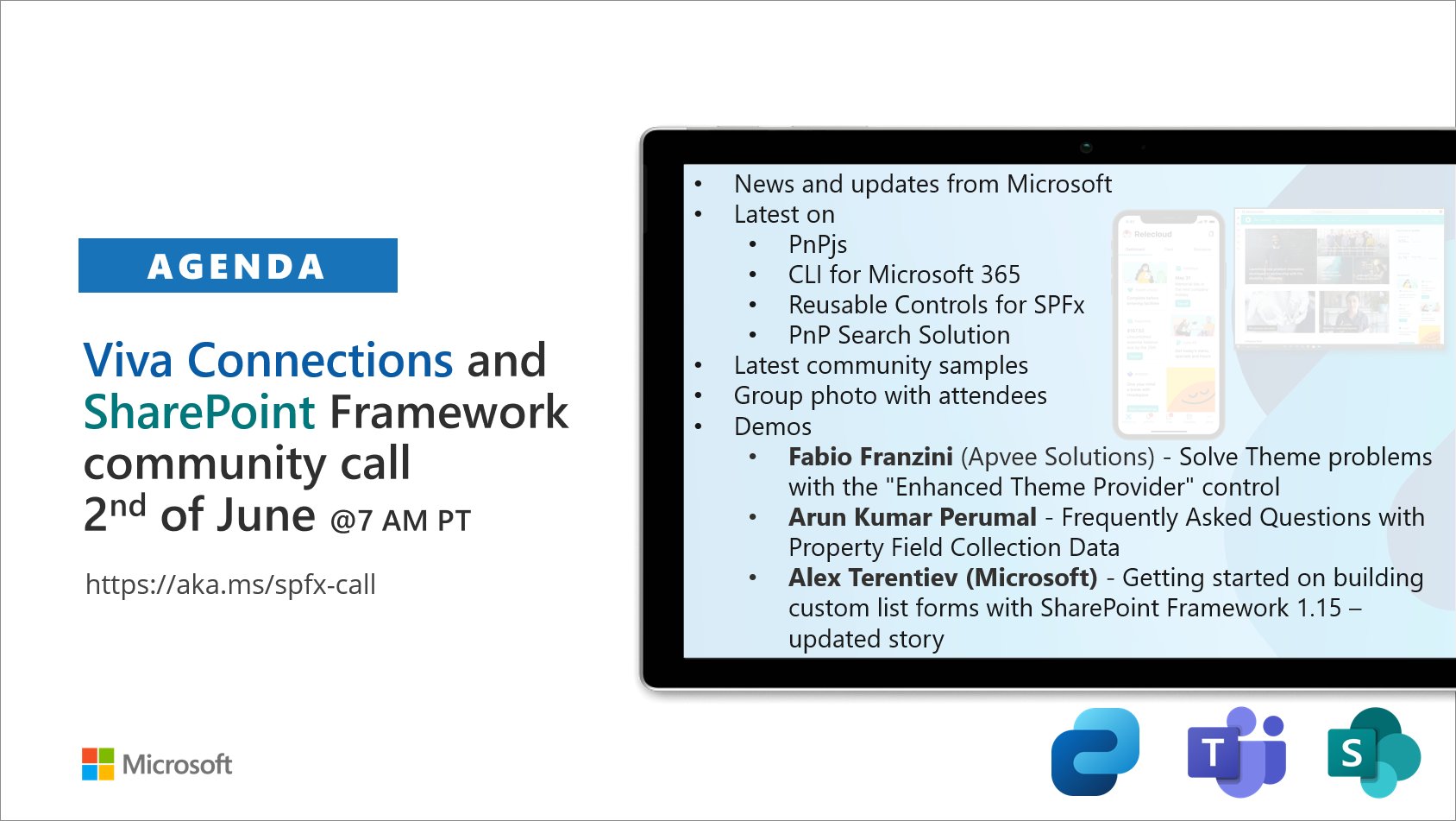 Microsoft 365 Developer on X: "📅 Agenda for the #MSFTViva and #SPFx ...